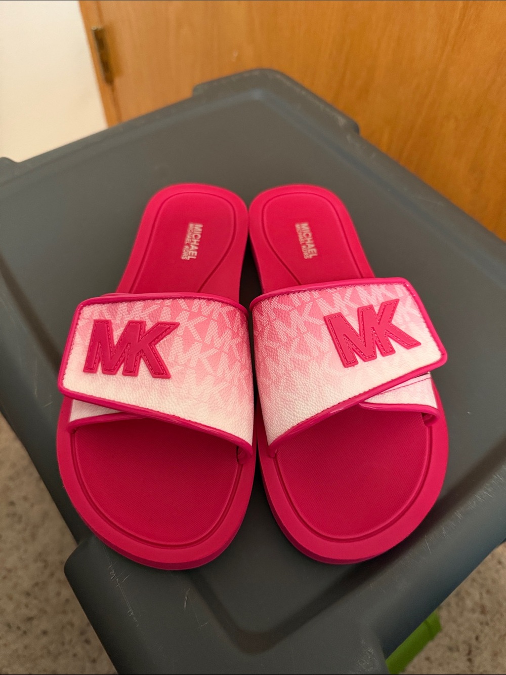 Michael Kors Hot Pink Logo Slide Sandals